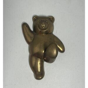 Vintage 1970s Teddy Bear Hanging Door/Wall Hook MCM BRASS 13oz 6.5in